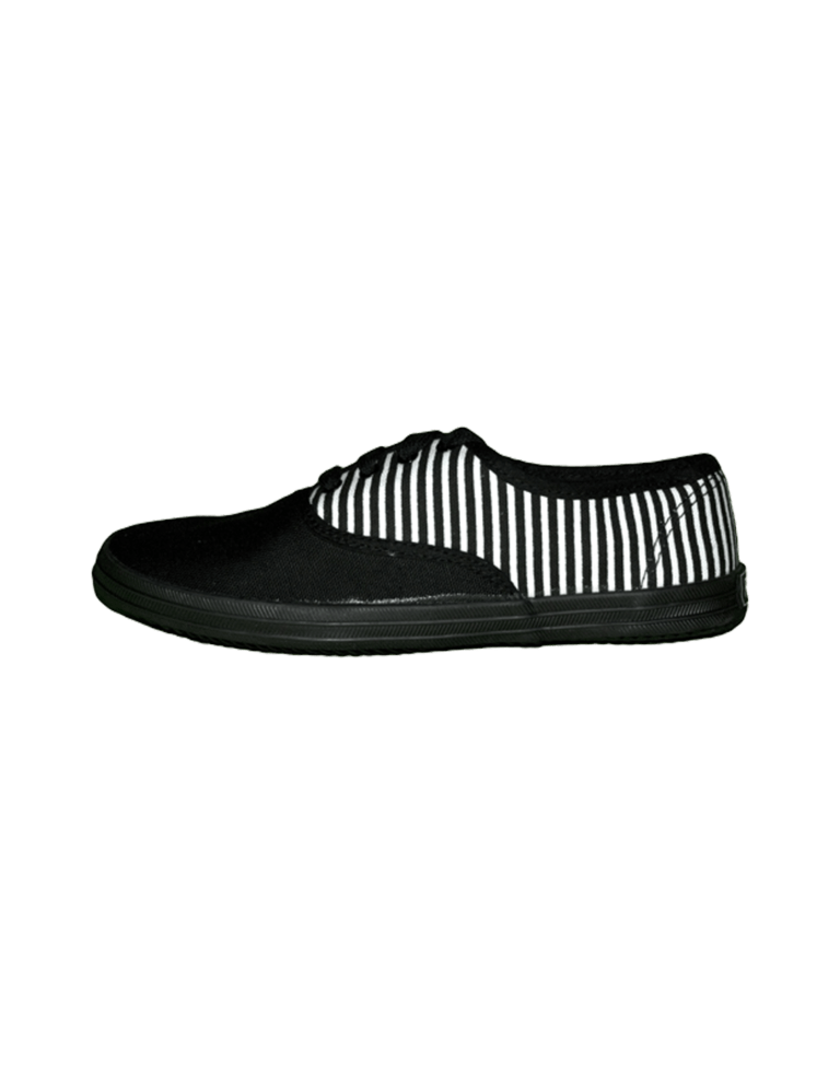 RABEN Ladies Casual Canvas Shoe 623 Black Stripe - Raben Footwear