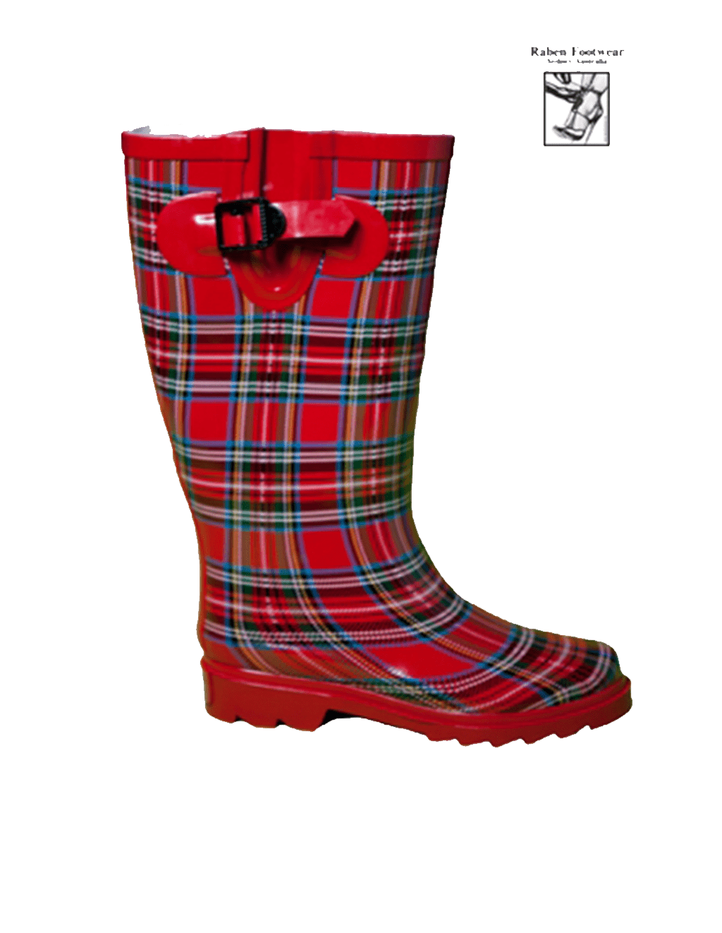 RABEN Gumboots/Wellies/Rainboots RED TARTAN - Raben Footwear